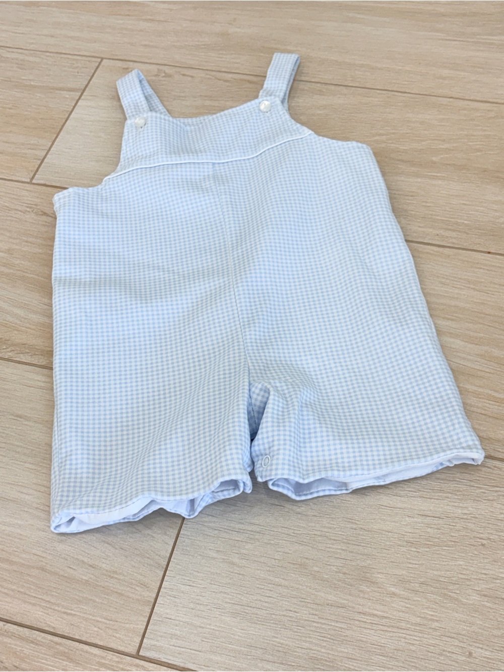 Kids Light Blue Gingham Romper Shorts - Unknown Brand